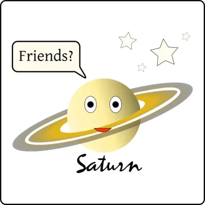 depiction for saturn friendly planets showing saturn with a smiley face